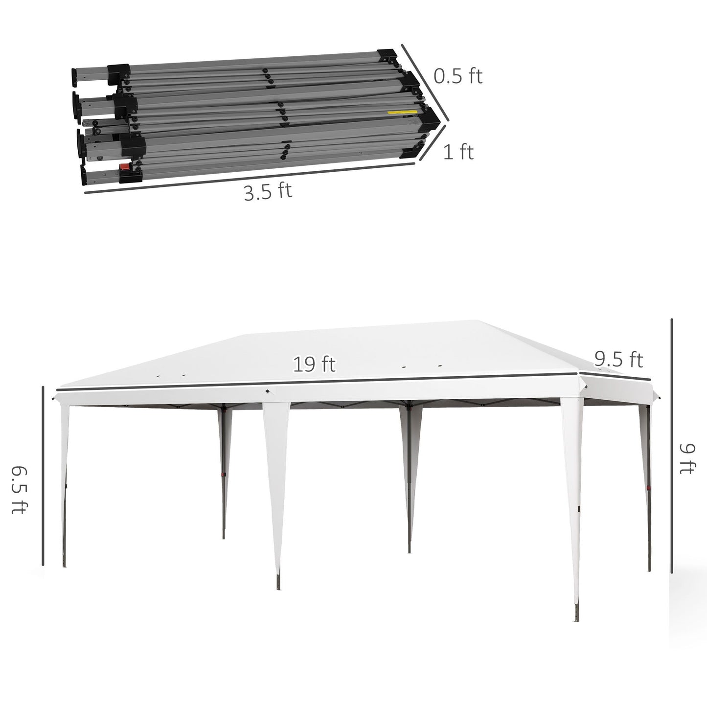 Outsunny - 10' x 19.2' Pop Up Canopy Tent, Heavy Duty Tent For Parties, Outdoor Instant Gazebo Sun Shade Shelter With Carry Bag For Catering, Events, Wedding, Backyard Bbq - White