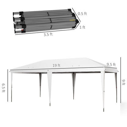 Outsunny - 10' x 19.2' Pop Up Canopy Tent, Heavy Duty Tent For Parties, Outdoor Instant Gazebo Sun Shade Shelter With Carry Bag For Catering, Events, Wedding, Backyard Bbq - White
