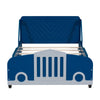 Twin Size Car Shaped Platform Bed With Wheels - Blue
