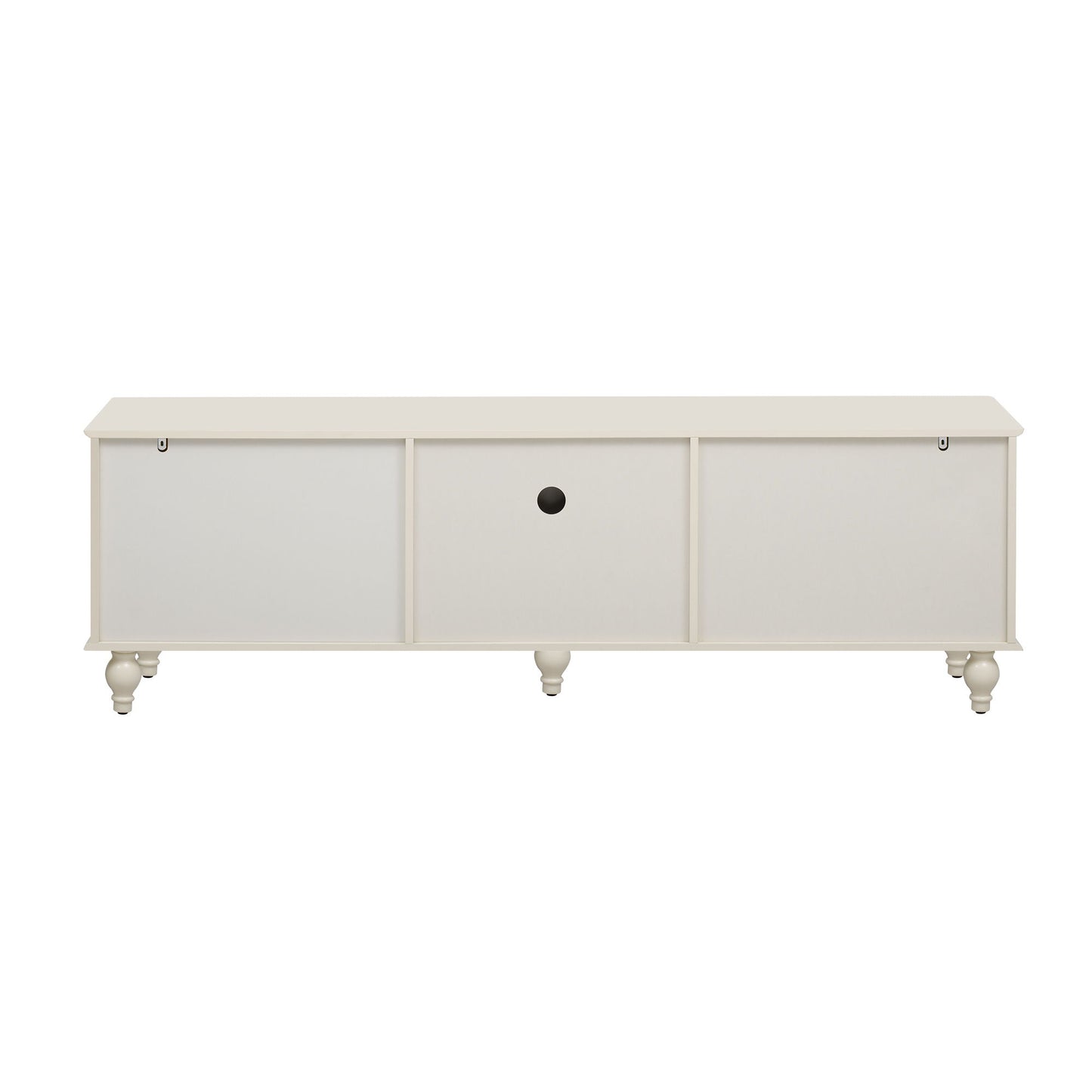 Modern TV Stand For TVs Up To 75", Entertainment Center Media Console With Fluted Glass Doors, 5 Solid Wood Legs For Living Room - Antique White