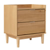 Mid Century Modern 2 Drawer Nightstand - Natural Pine