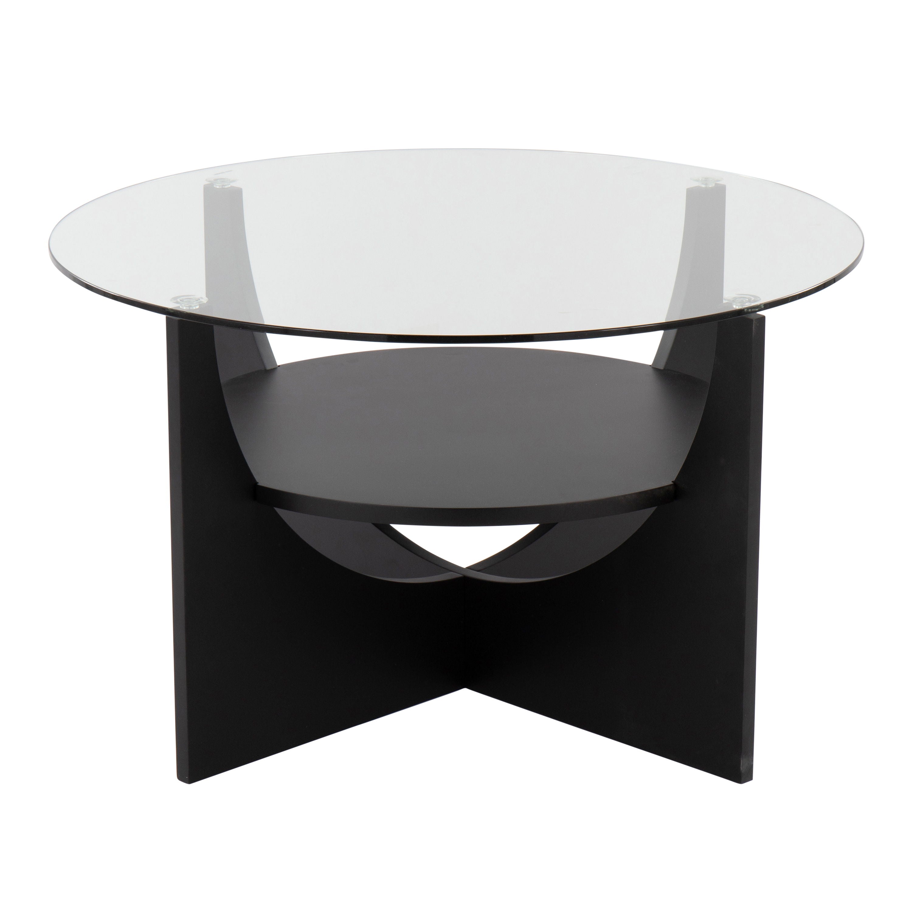 U - Shaped Contemporary Coffee Table - Black / Clear