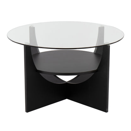 U - Shaped Contemporary Coffee Table - Black / Clear