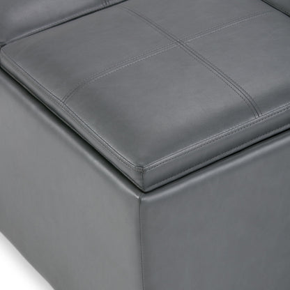 Avalon - Square Coffee Table Storage Ottoman - Stone Gray