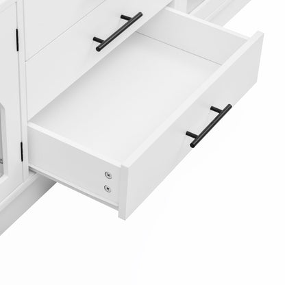 Modern Minimalist TV Stand For TVs Up To 75", Entertainment Center Media Console Cabinet With Adjustable Shelves For Living Room - White