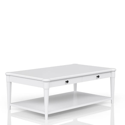 Cocktail Table With Two Storage Drawers And Casters - White