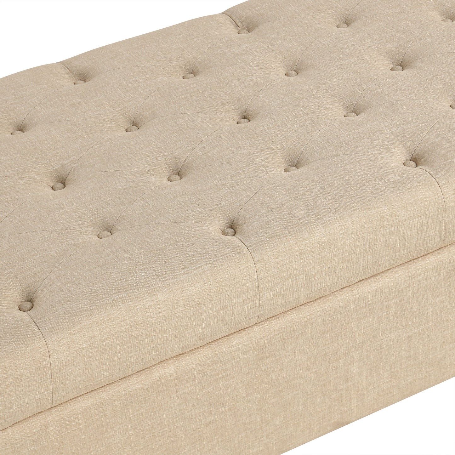 Convertible Folding Sofa Bed Ottoman With Memory Mattress And Tufted Design - Beige