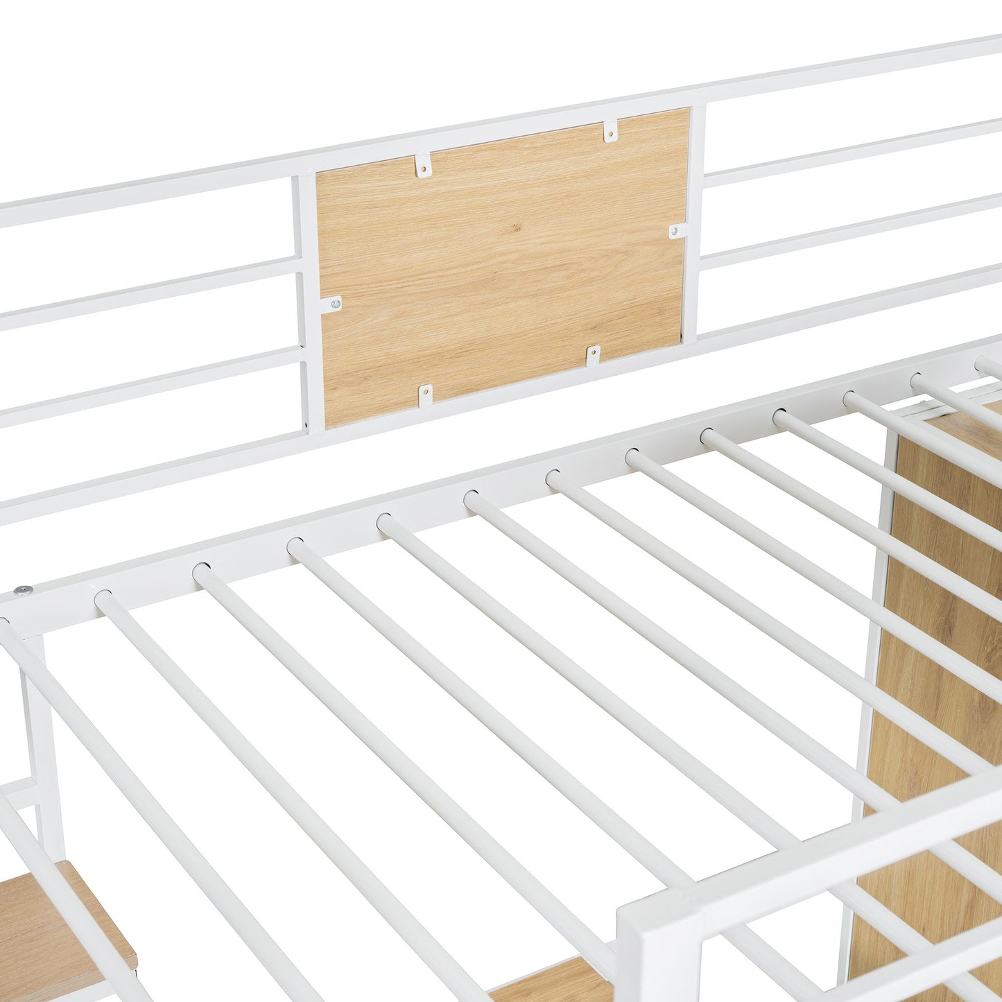 Twin Size Loft Bed With L Shape Desk And Wardrobe - White