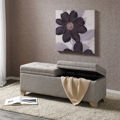 Soft Close Storage Bench Hued Solid Wood - Gray Multi
