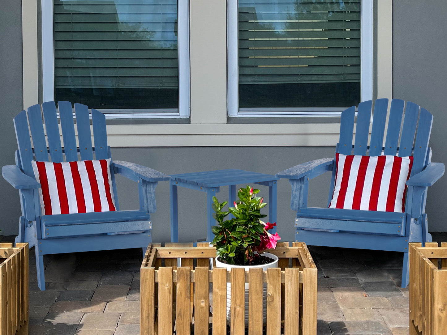 Oversize Outdoor Folding Adirondack Chair, Patio Chair For Garden Backyard Porch Pool Deck Firepit - Blue