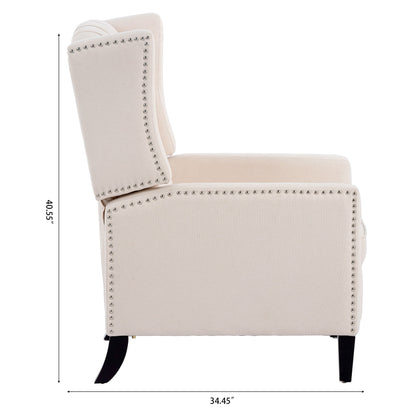 Manual Wing Chair Recliner - Beige