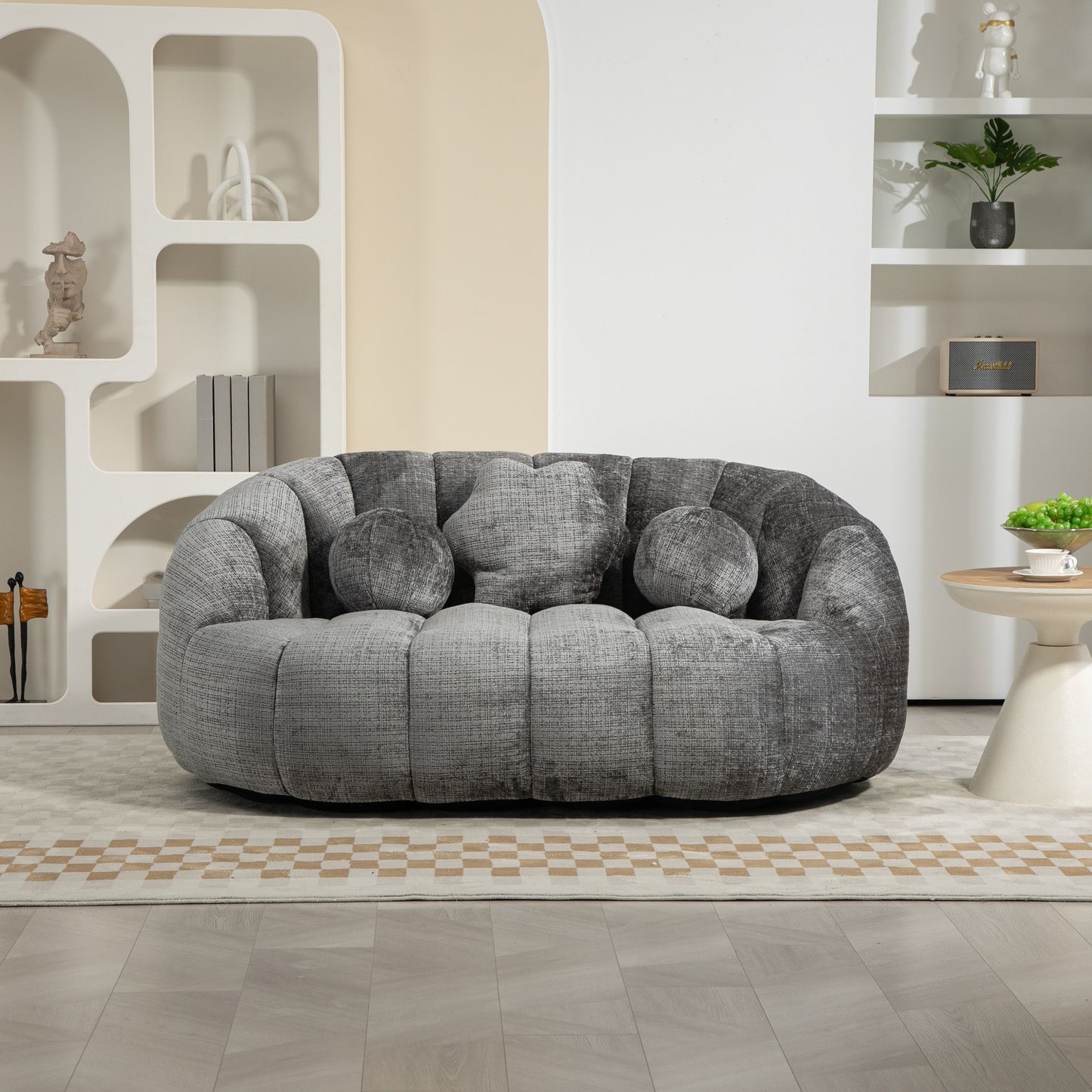 Durable Comfort High Back Bean Bag Sofa Lounger For Adults And Kids - Gray