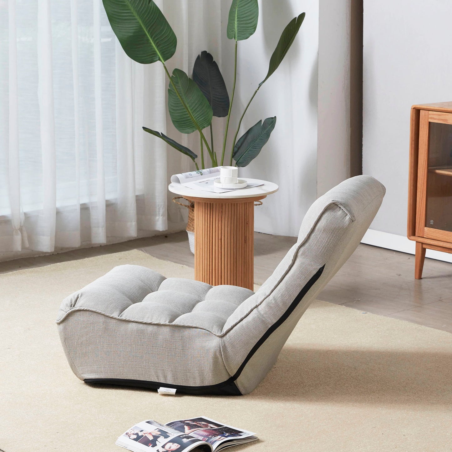 Single Sofa Reclining Japanese Chair Lazy Sofa Tatami Balcony Adjustable Chair - Gray