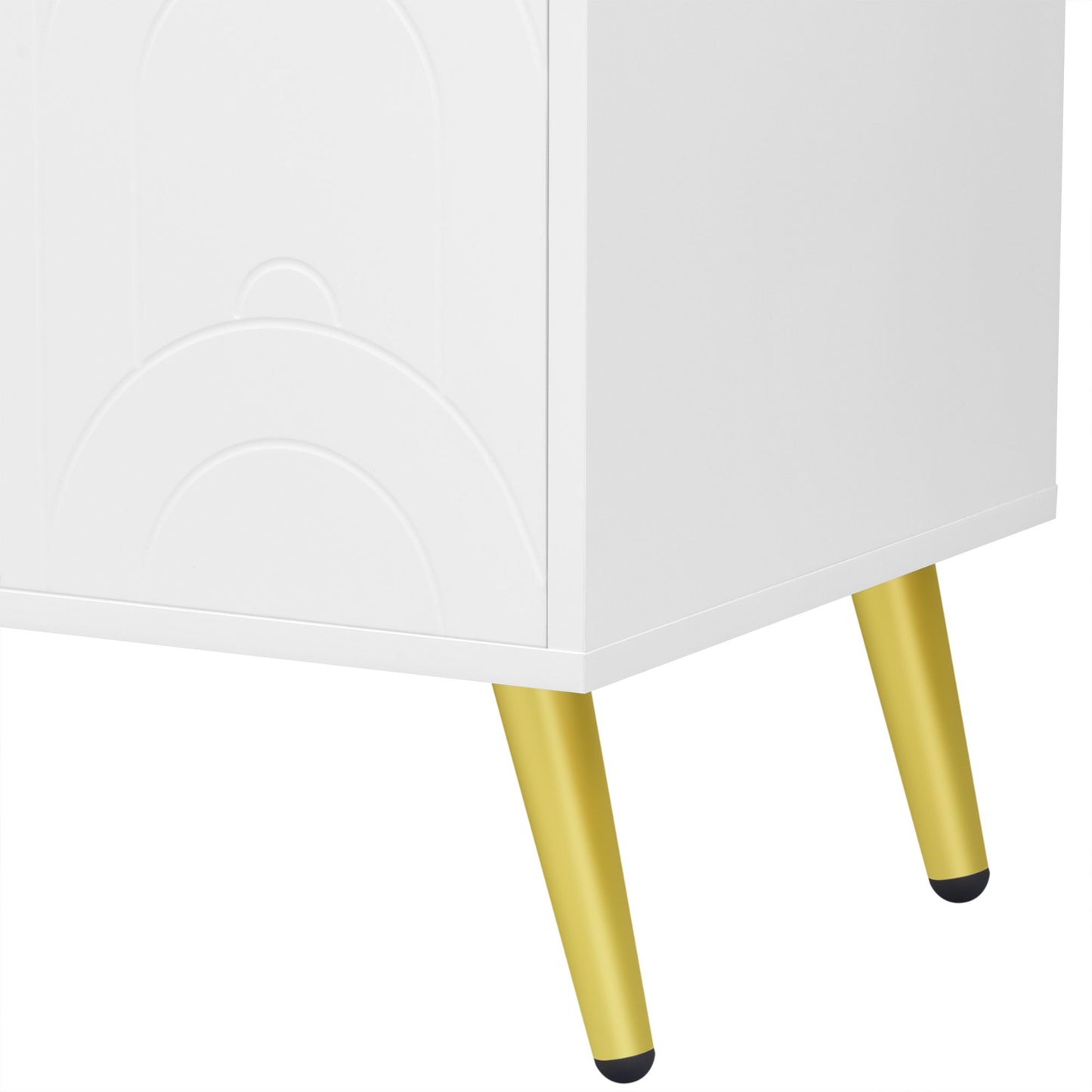 Modern TV Stand For TVs Up To 55", Entertainment Center Media Console, Adjustable Shelf, Metal Legs, Handles And Anti-Tip Device For Living Room - White