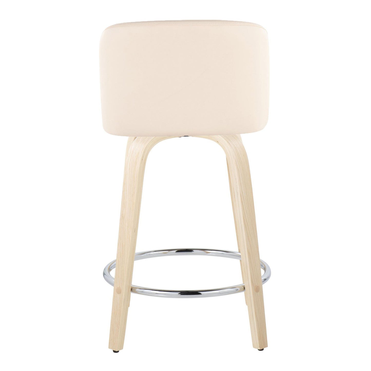 Toriano - Contemporary Fixed Height Counter Stool & Swivel And Round Footrest (Set of 2) - Natural / Cream