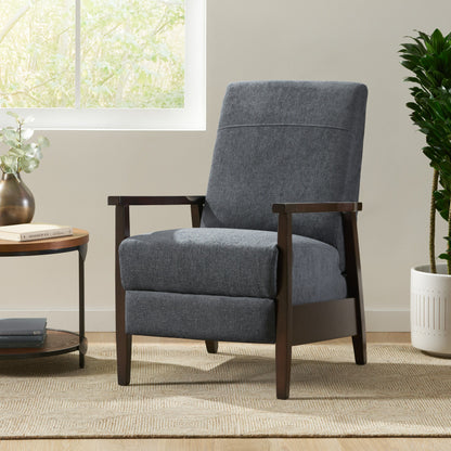 Wide Wood Hand Manual Club Recliner - Charcoal