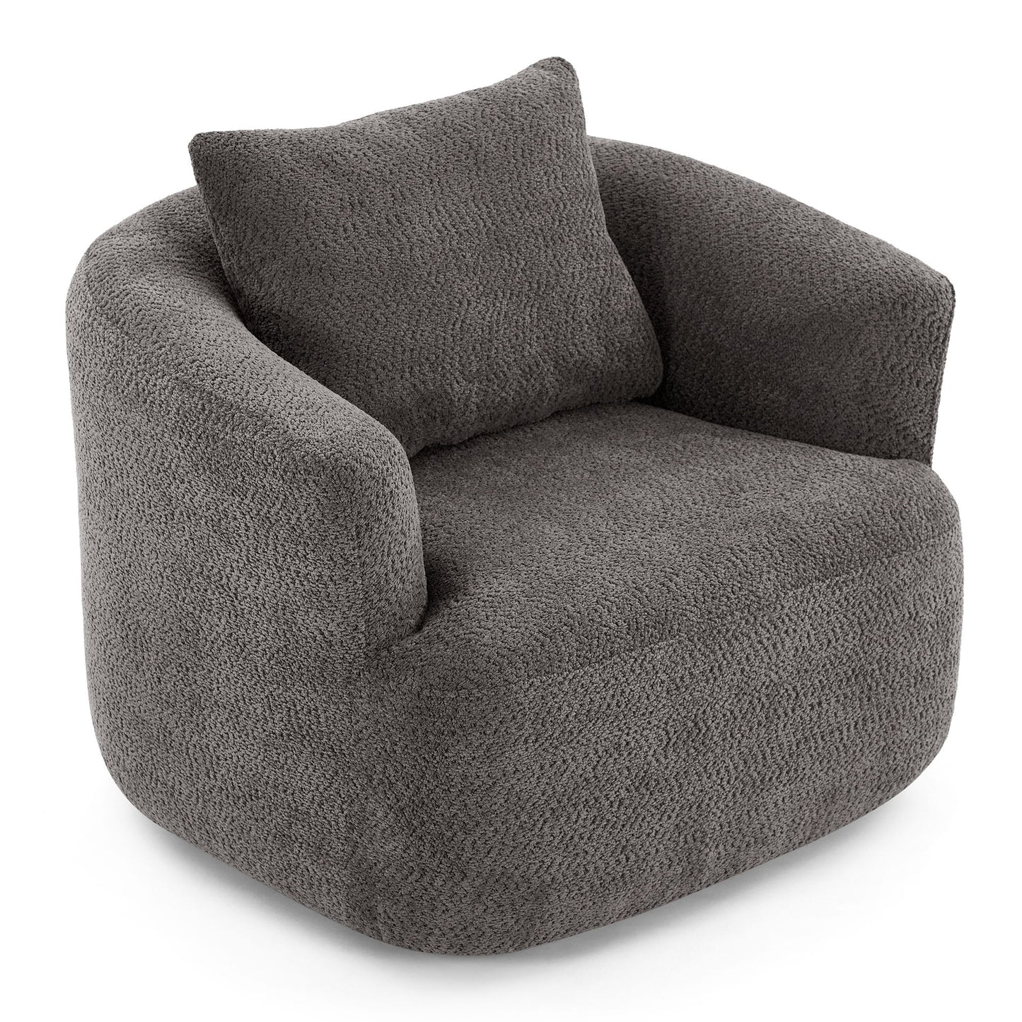 Chenille Upholstered 360ÔøΩÔøΩ Swivel Barrel Sofa Chair With Throw Pillow, Accent Chair For Living Room, Office And Hotel - Gray