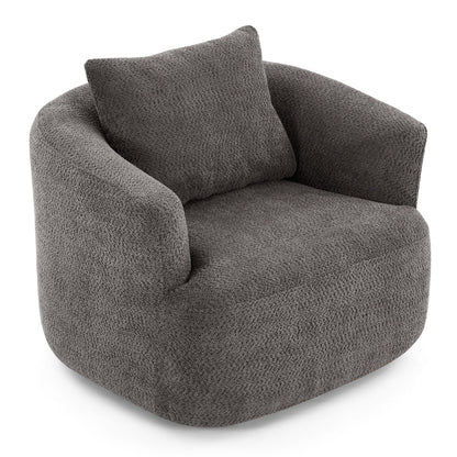 Chenille Upholstered 360ÔøΩÔøΩ Swivel Barrel Sofa Chair With Throw Pillow, Accent Chair For Living Room, Office And Hotel - Gray
