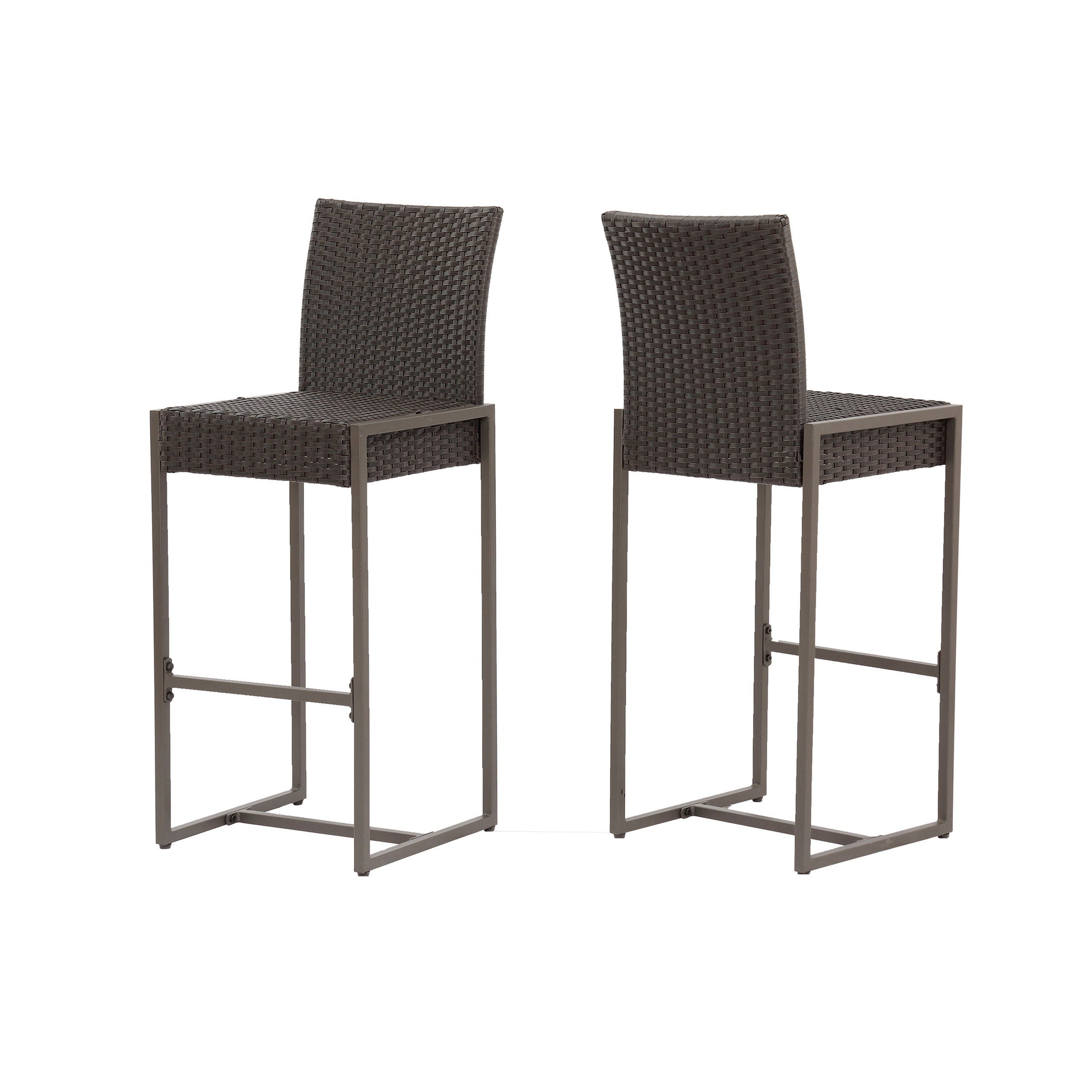Outdoor Barstool With Hand Crafted Details (Set of 2) - Dark Brown