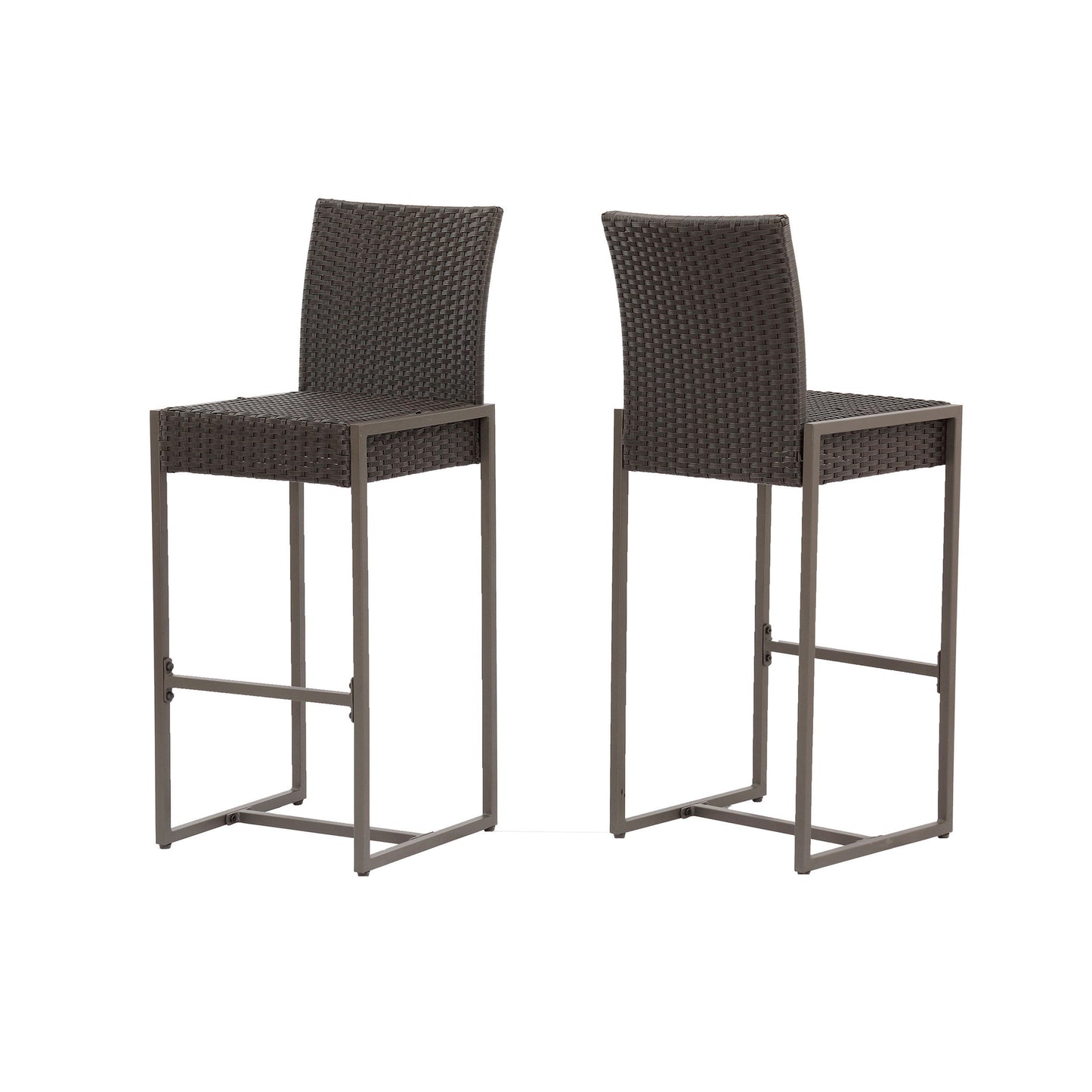 Outdoor Barstool With Hand Crafted Details (Set of 2) - Dark Brown