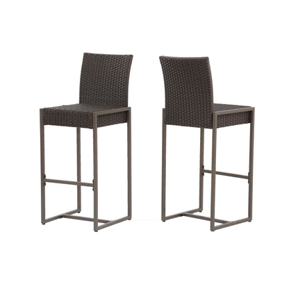 Outdoor Barstool With Hand Crafted Details (Set of 2) - Dark Brown