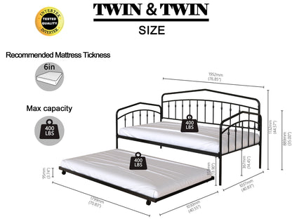 Fox - Twin Daybed With Twin Trundle - Black