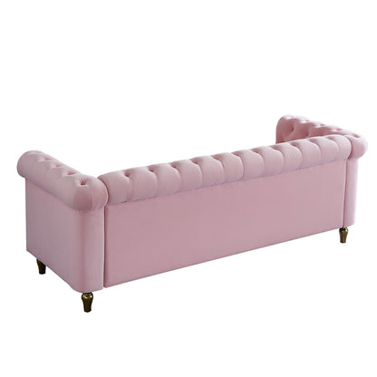 Chesterfield - Velvet Sofa 84.65" For Living Room - Pink