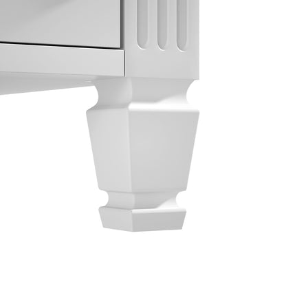Modern Bathroom Vanity With Ceramic Sink, Freestanding, One Tip - Out Drawer, 3 Side Drawers, Adjustable Shelf - White