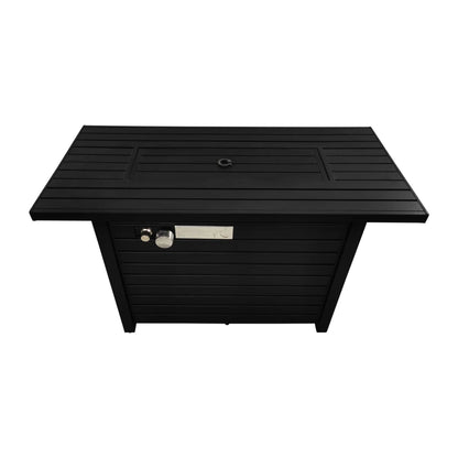 Outdoor Fire Pit Table With Lid Fuel Versatility- Black