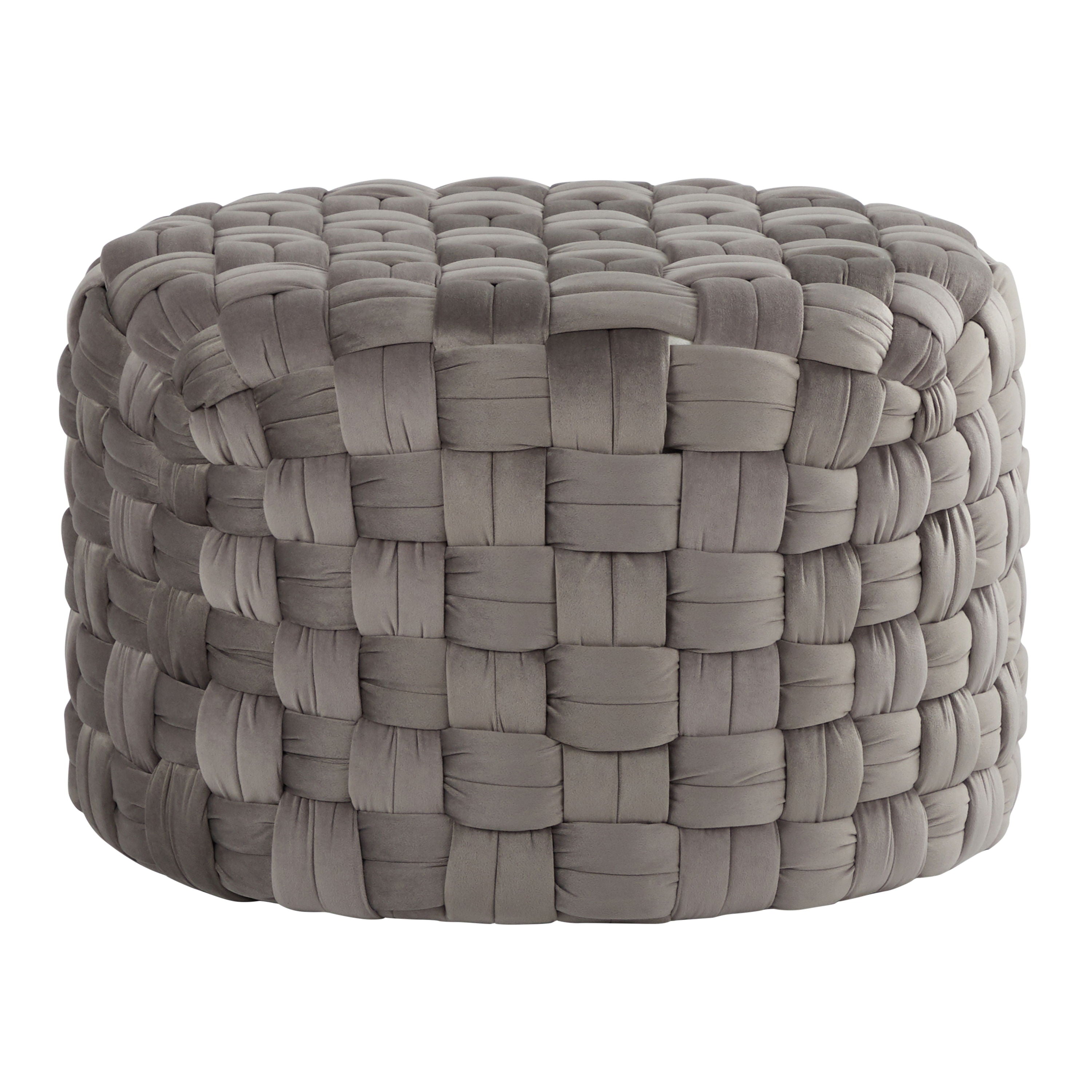 Braided - Round Ottoman - Dark Gray