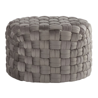 Braided - Round Ottoman - Dark Gray