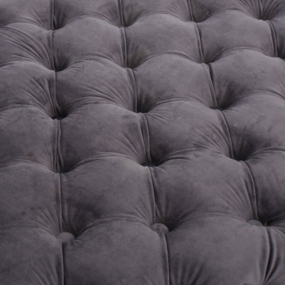 Modern Glam Velvet Ottoman With Button Tufted Diamond Stitch Design - Gray