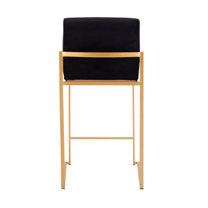 Fuji - Contemporary High Back Counter Stool (Set of 3) - Gold / Black