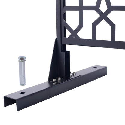 Outdoor & Indoor Privacy Screen Metal Privacy Screen Freestanding Decorative Privacy Screen Steel - Black