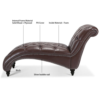 Tufted Armless Chaise Lounge - Dark Brown