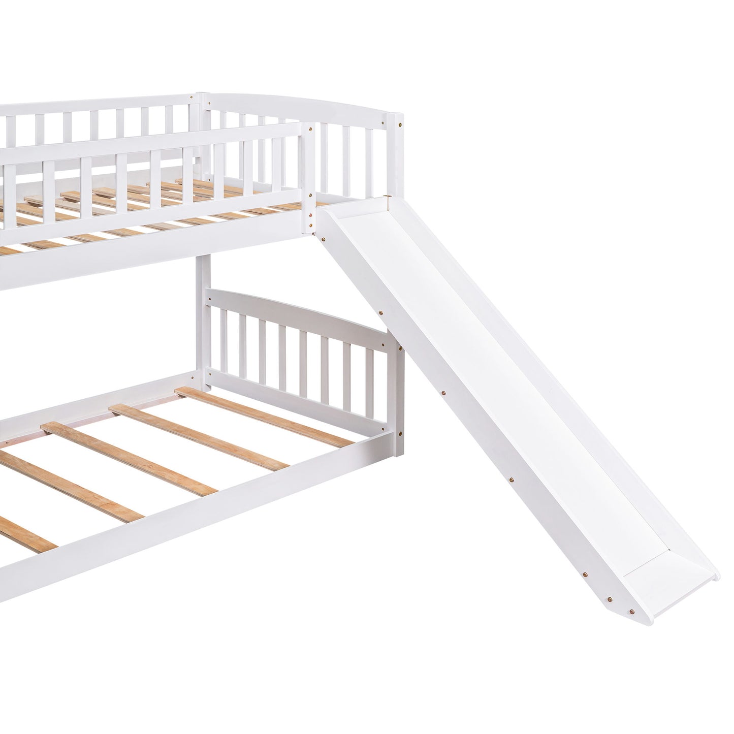 Twin Over Twin Stairway Bunk Bed & Two Drawers And Slide - White