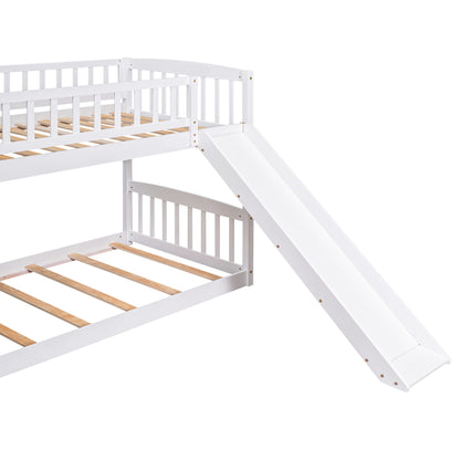 Twin Over Twin Stairway Bunk Bed & Two Drawers And Slide - White