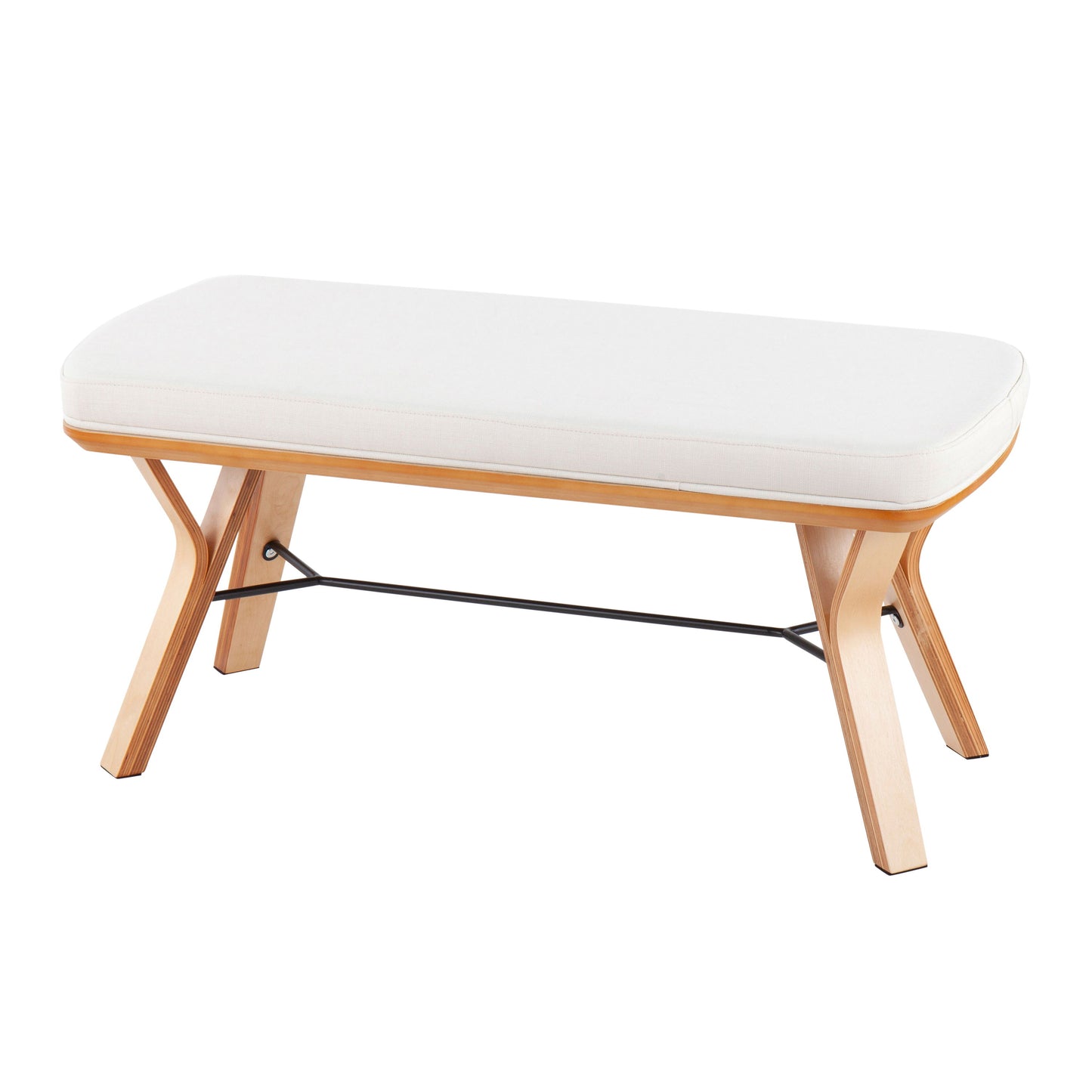 Folia - Mid-Century Modern Bench - Natural / Cream