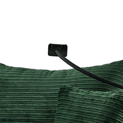 Modern Style Single Sofa Sofa Couch With Storage Space, A Movable Ottoman, Two USB Ports, Two Cup Holders, A Phone Holder For Living Room - Green