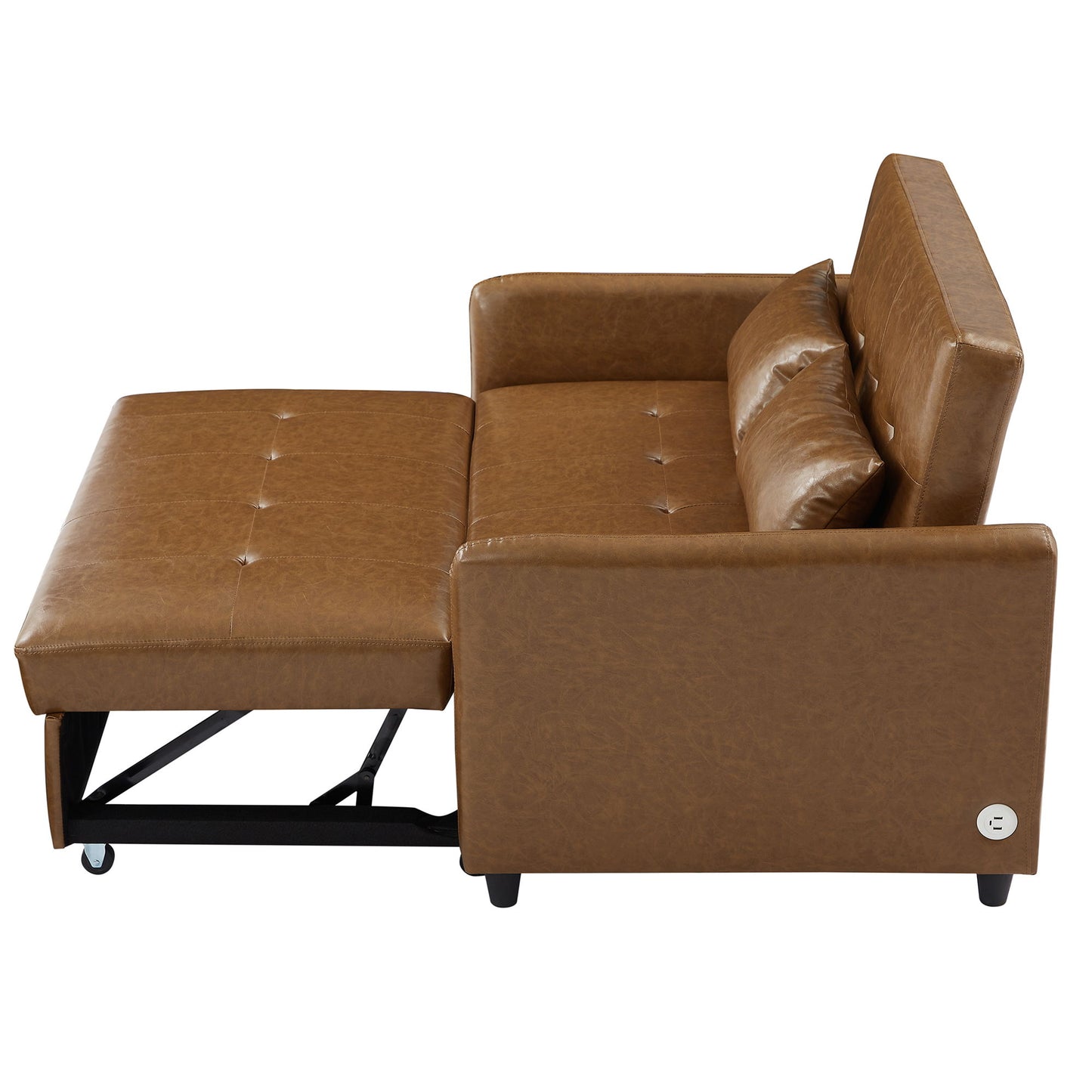 Convertible Sleeper Bed, Adjustable Oversized Armchair With 3 USB Ports For Small Space - Brown