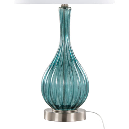 Jenny - Contemporary Table Lamp (Set of 2) - Clear Sapphire Blue Crackle / Nickel / White