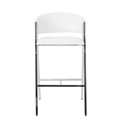 Modern Bar Stools With Low Back And Arms And Durable Metal Frame (Set of 2) - Ivory