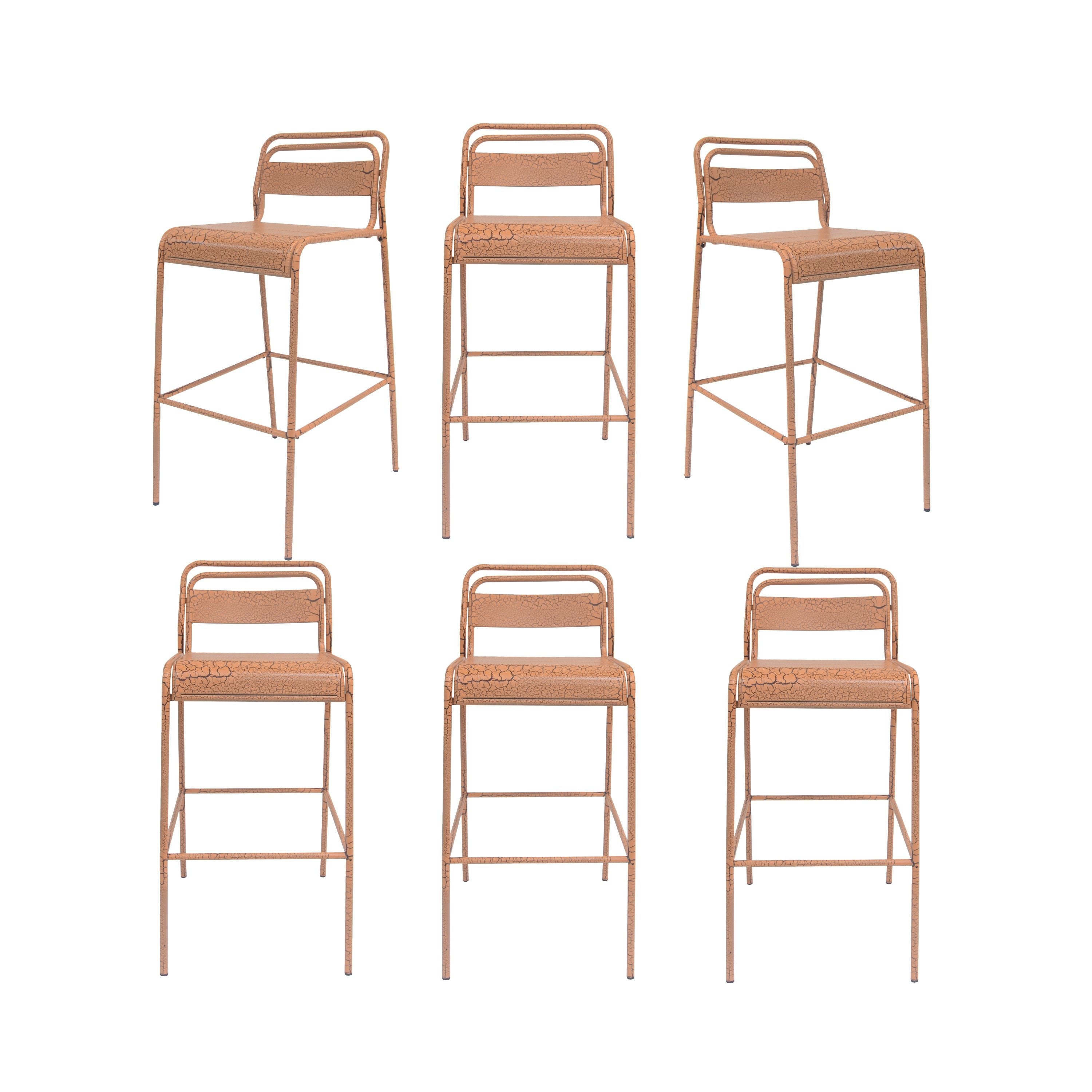 Carmella - Outdoor Barstool (Set of 6) - Orange
