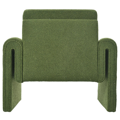 Modern Boucle Upholstered Accent Chair Sturdy Support & Luxurious Comfort Solid, Manufactured Wood - Green