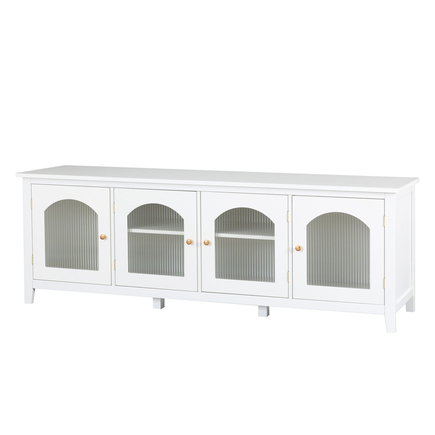 StylishTVcabinet, Entertainment CenterTV Stand, TVconsoletable, Media Console, Solidwood Frame, Changhong Glass Door, Metal Handle - Antique White