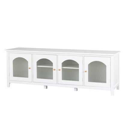 StylishTVcabinet, Entertainment CenterTV Stand, TVconsoletable, Media Console, Solidwood Frame, Changhong Glass Door, Metal Handle - Antique White