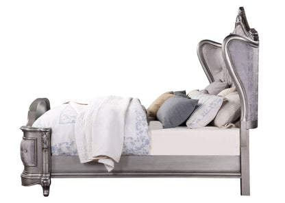 Ariadne - Queen Velvet Bed - Antique Silver