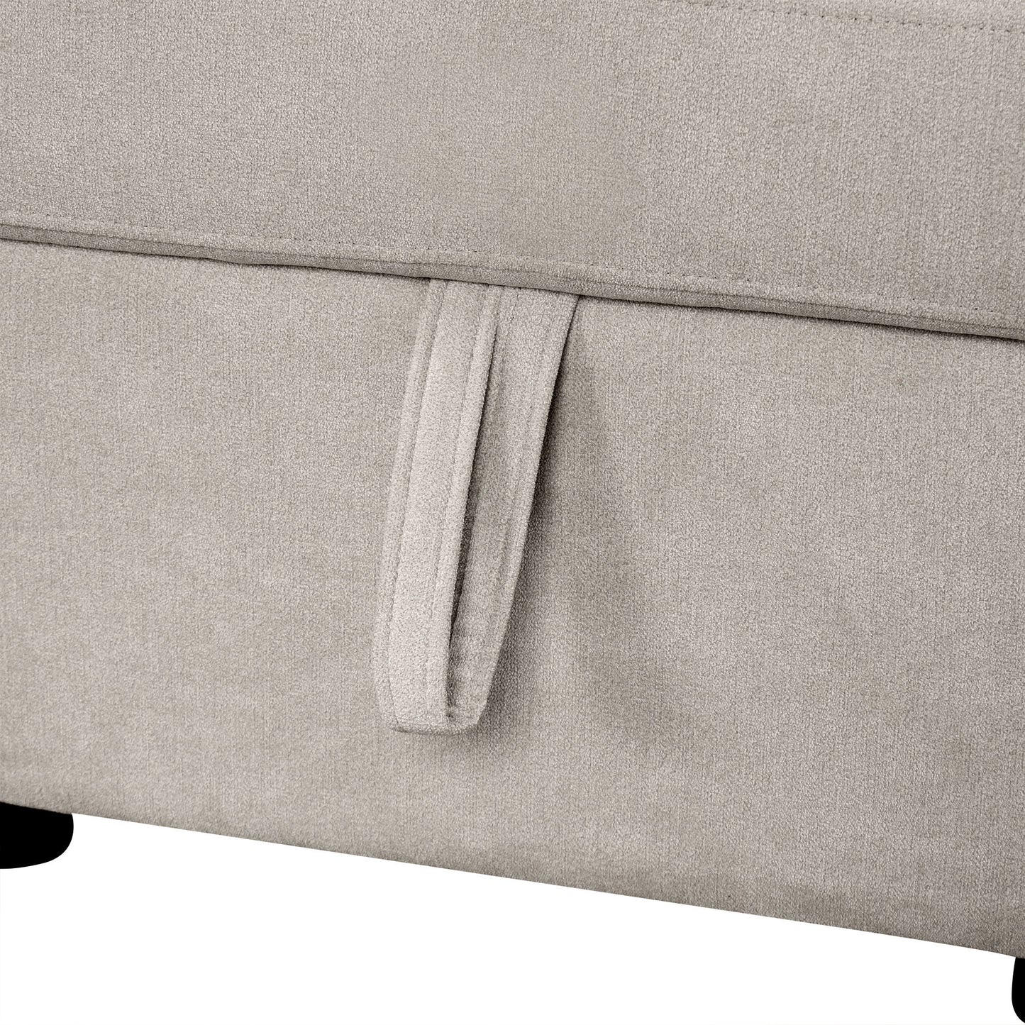 U-Shaped Sectional Sofa Pull-Out Sofa Bed With Two USB Ports, A Storage Chaise Lounge And Four Back Pillows For Living Room - Beige