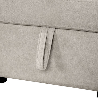 U-Shaped Sectional Sofa Pull-Out Sofa Bed With Two USB Ports, A Storage Chaise Lounge And Four Back Pillows For Living Room - Beige