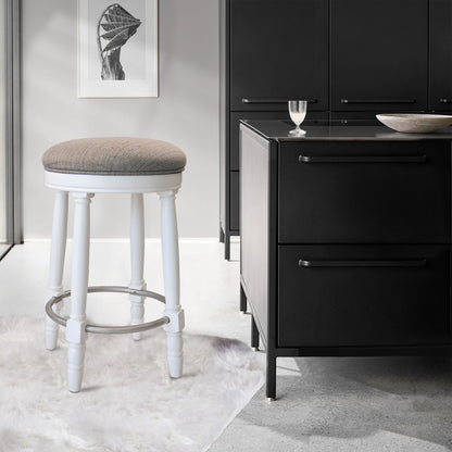 26" Counter Height Swivel Bar Stools (Set of 2) With Upholstered Seat - White